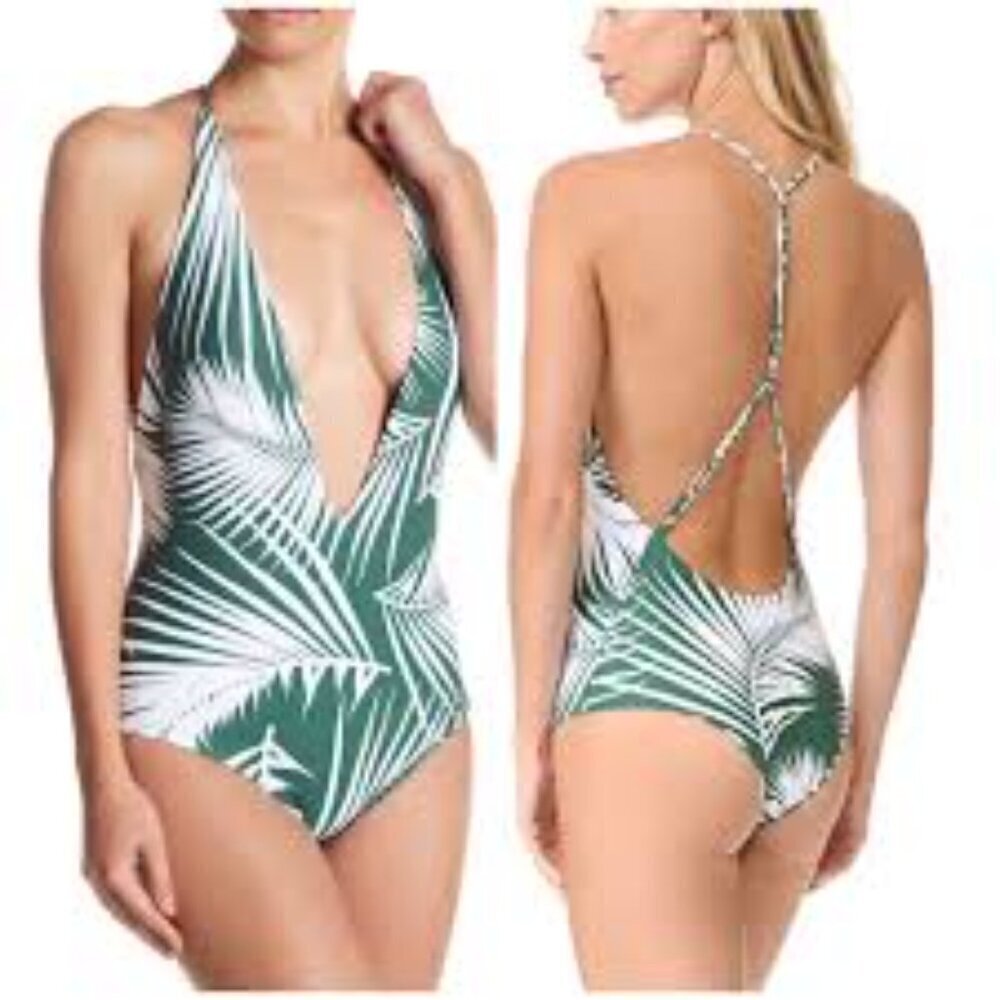 Women's Cupshe White Jade Leaves One Piece Bathing Suit